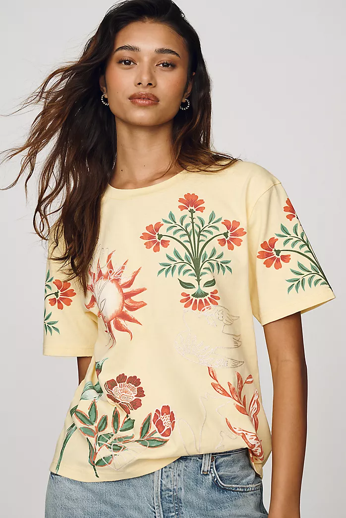 RAISONNEL Cotton Embroidered Tee