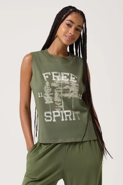 Free Spirit Vibe Cotton Tank Top in Hunter Green